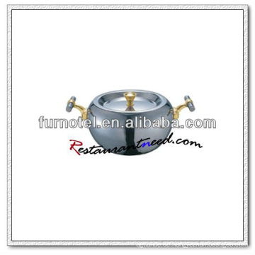 S369 Dia160mm / Dia 180mm Edelstahl Composite Bottom Hot Pot mit vergoldeten Griffen